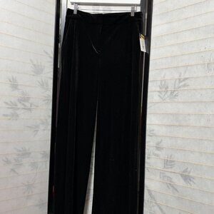 Tahari ASL Women's Velvet Wide Leg Pants Size 8 Black Luxe Dark Academia Chic
